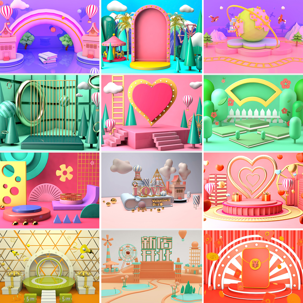 商促销C4D工程源文件模型库3D立体场景海报背景设计素材